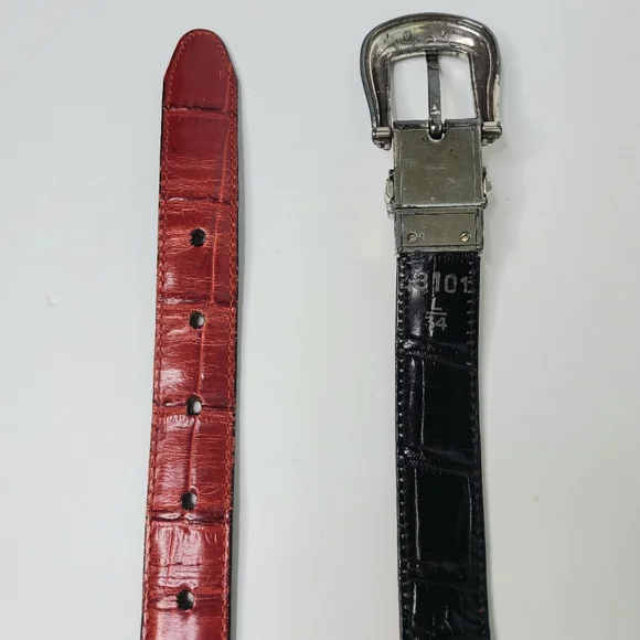Brighton Interchangeable Red Black Leather Western Vintage Belt - Picture 4 of 11
